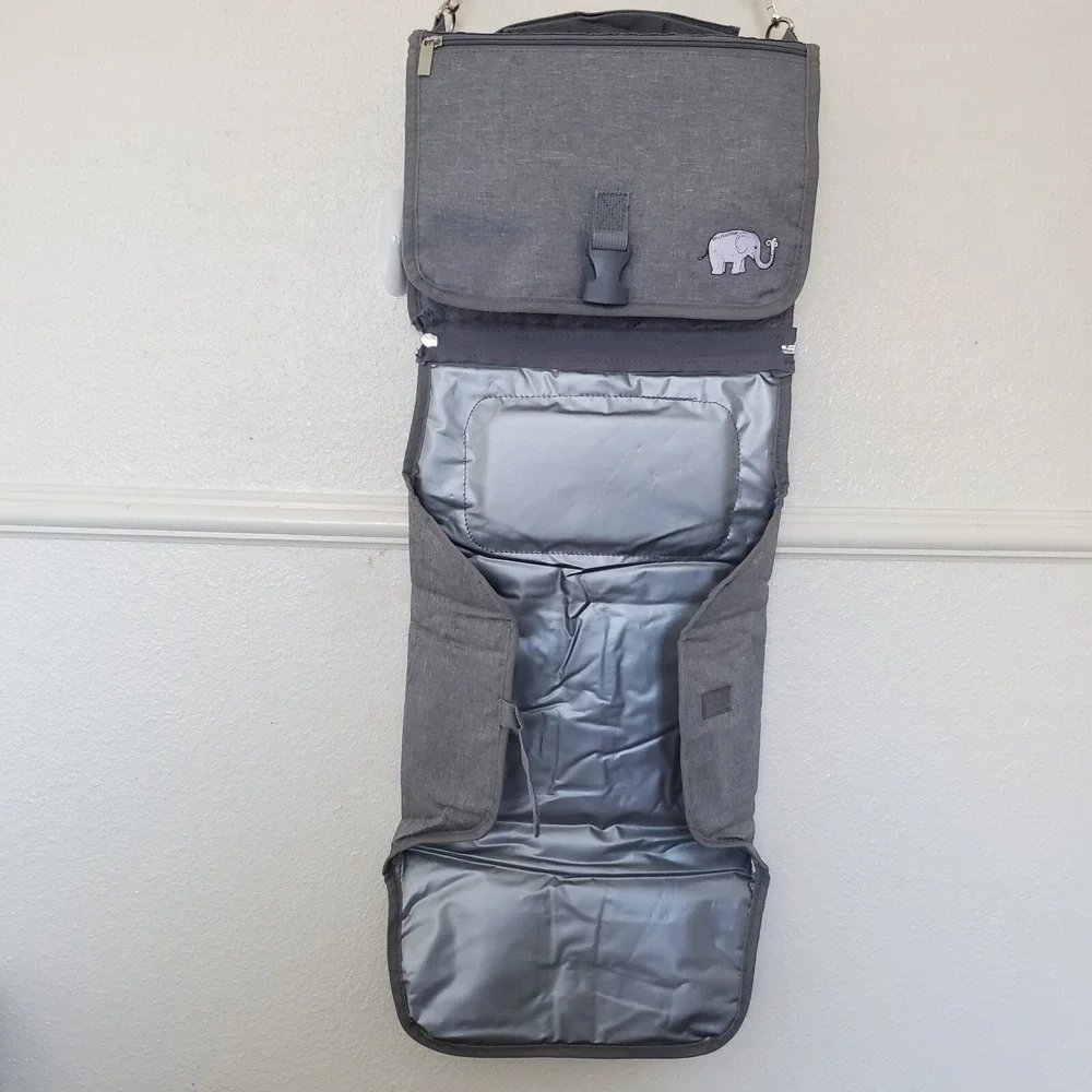 Portable Diaper Changing Pad with Built-in Head Cushion,Newborn Baby Gray